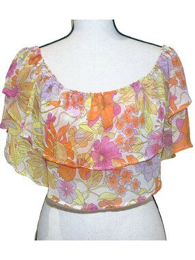 floral crop top ruffled tiered blouse